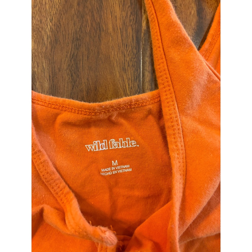 Wild Fable Orange Notch Neck Crop Top Sleeveless Tank Medium Womens - Picture 2 of 3